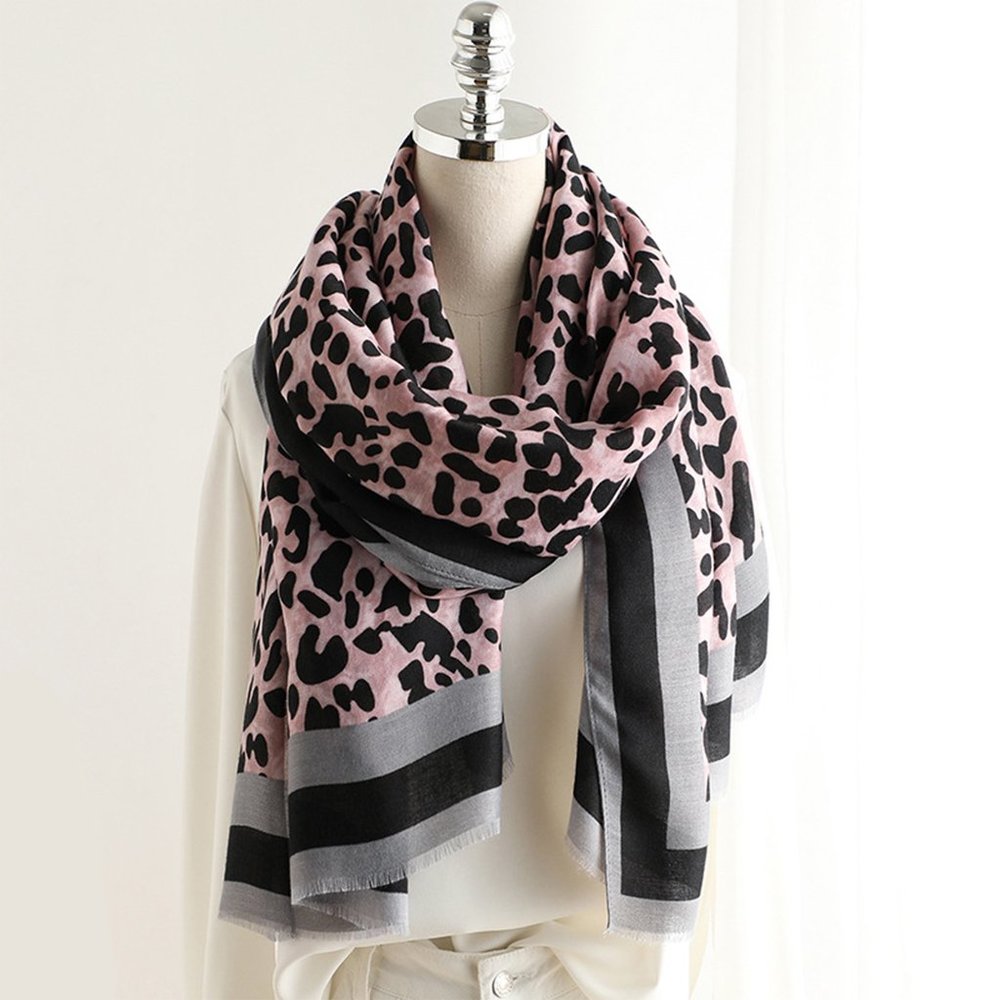 Pink Cheetah print scarves for women shawls for summer spring Hair wraps